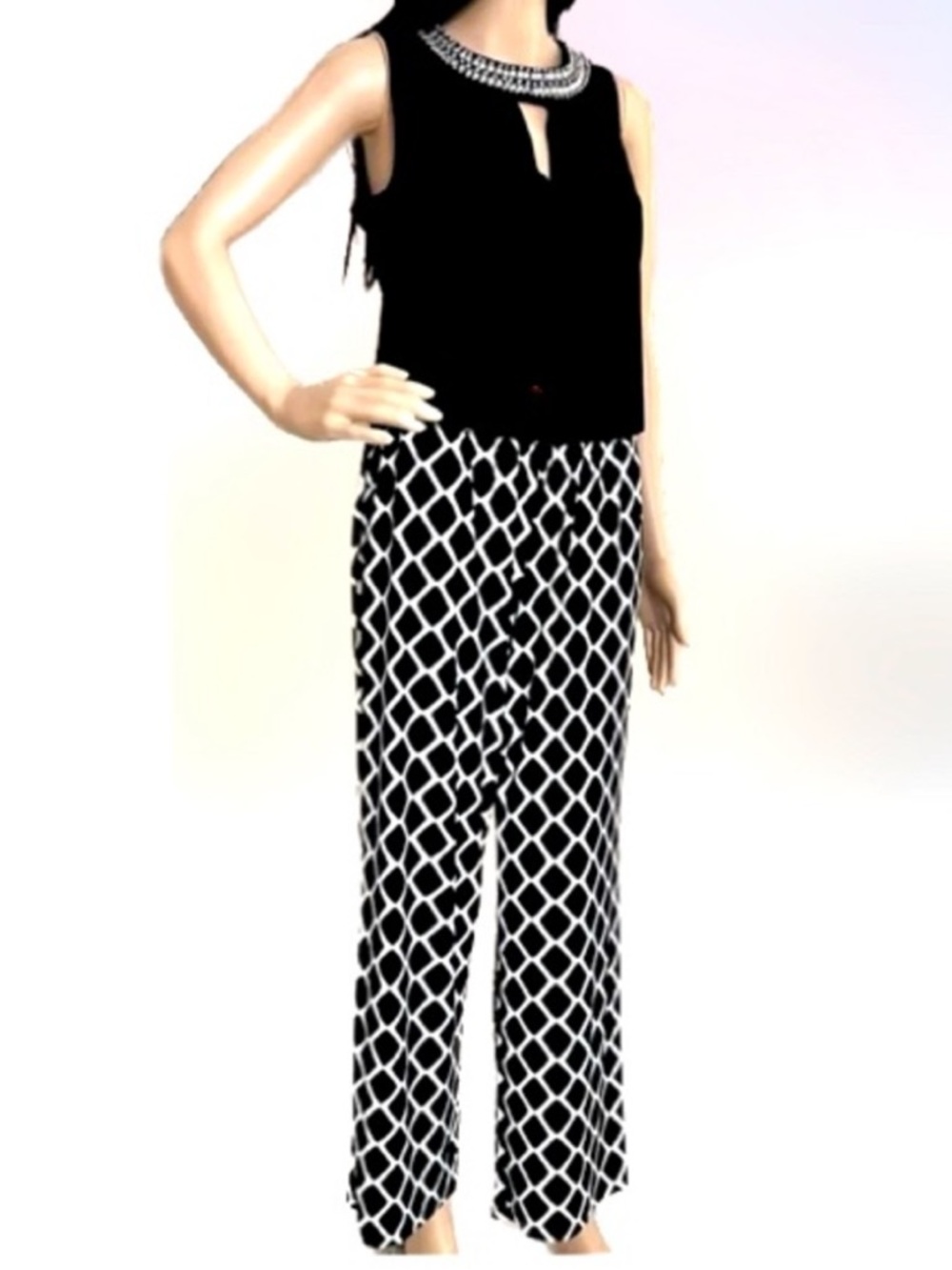 INC International Concept Women’s Black Sleeveless Cocktail Jumpsuit Romper